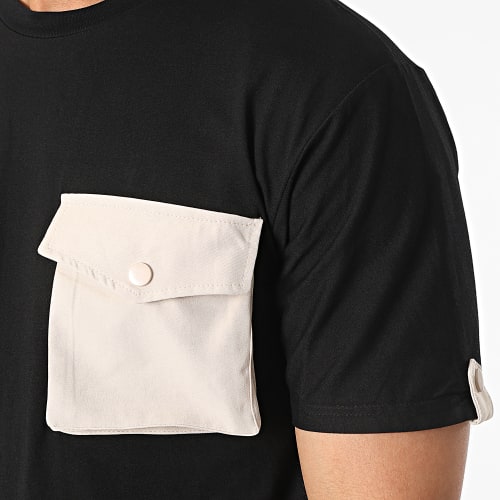 Tee Shirt Poche T8814 Noir Beige
