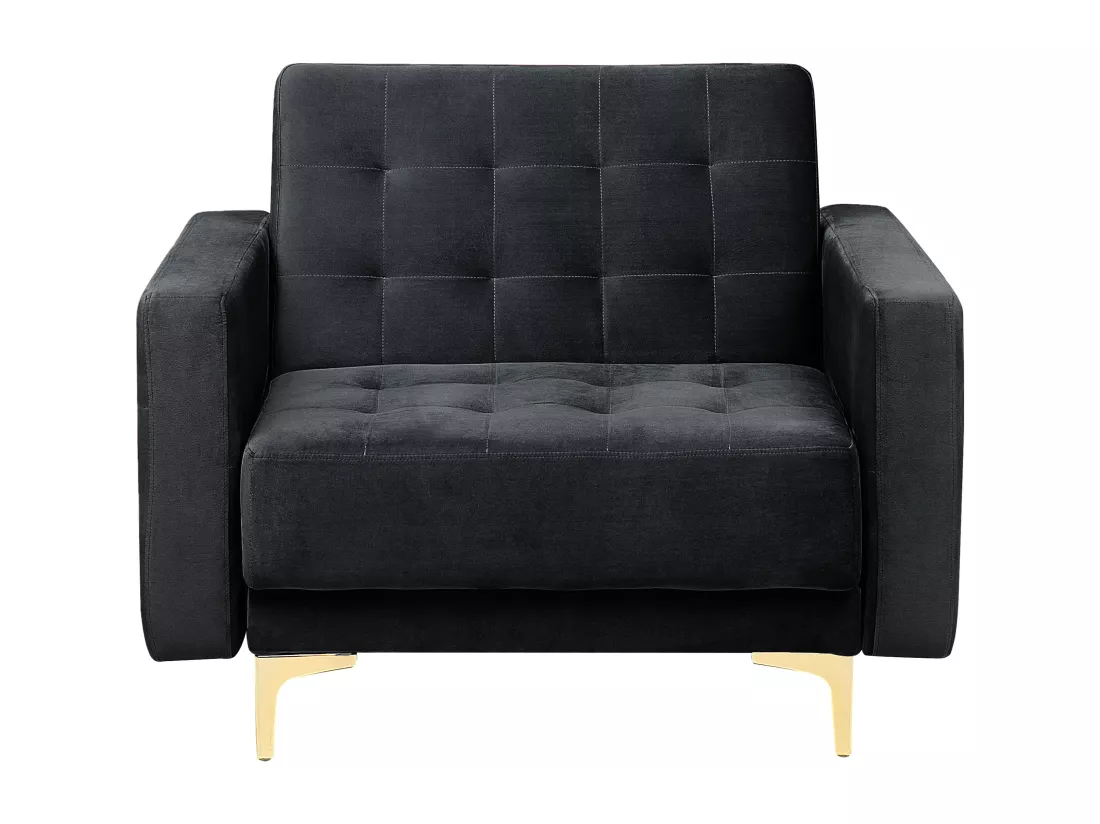 Ensemble canapé et fauteuils en velours noir 5 places ABERDEEN