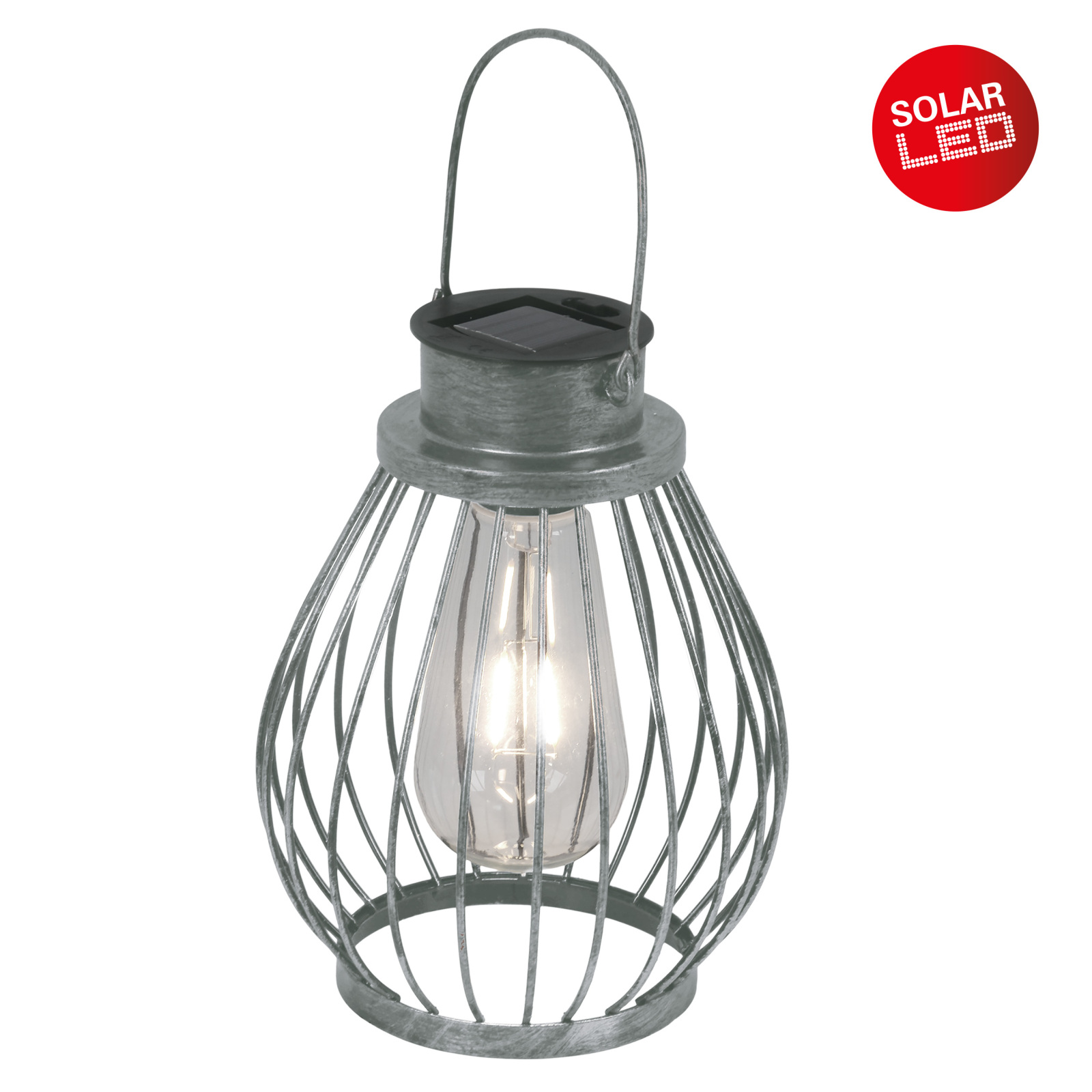 Solar-LED-Leuchte - silber - Metall