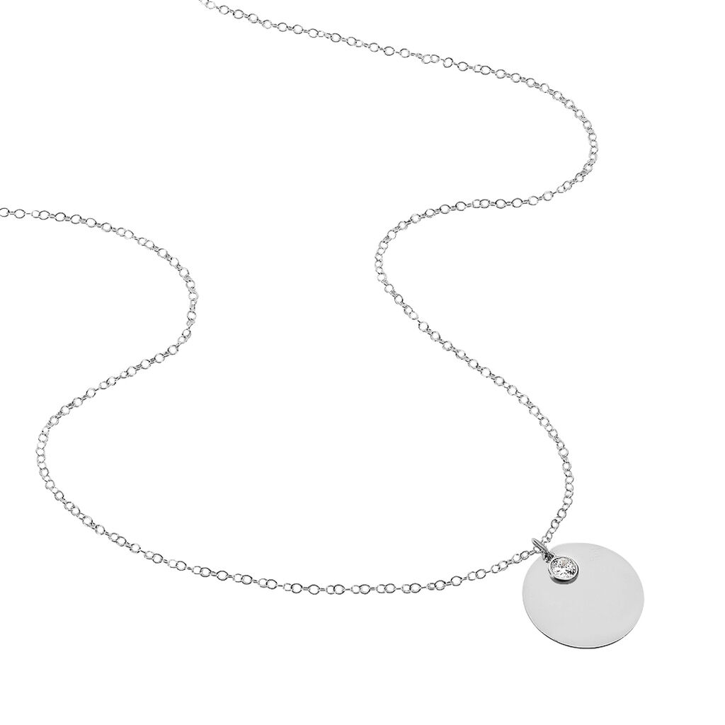 Collier Sautoir Paula Argent Blanc Oxyde De Zirconium