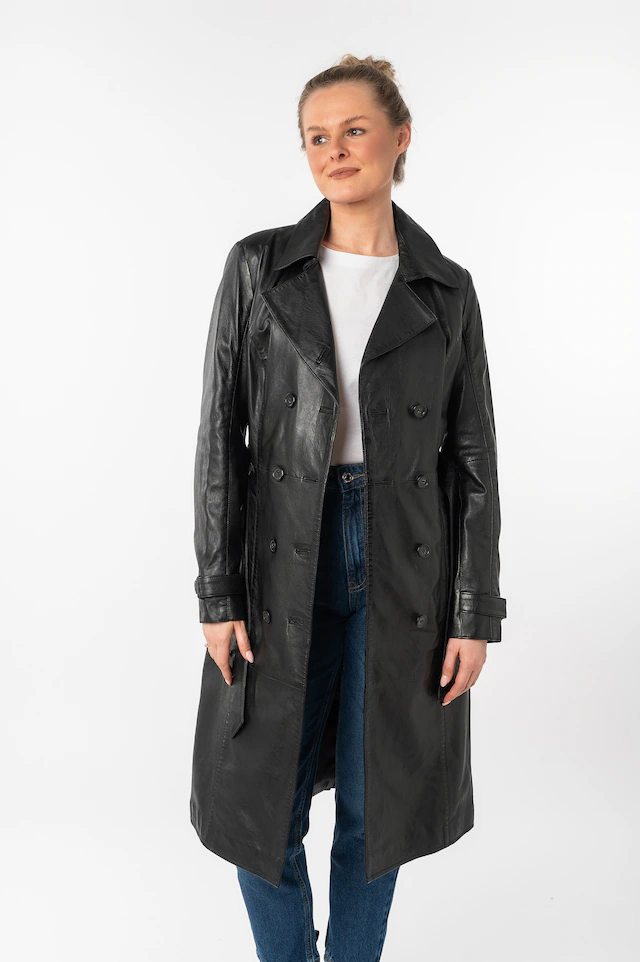 Mauritius Ledermantel »GWTaruh OT« 2 Stk. femininer Leder-Trenchcoat mit Bindegürtel