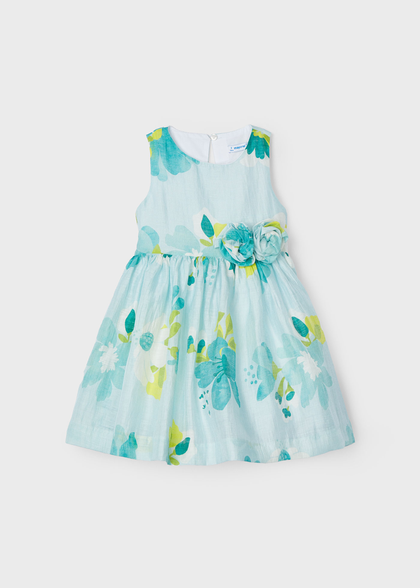 Vestido fúcsia estampado com costas abertas para meninas