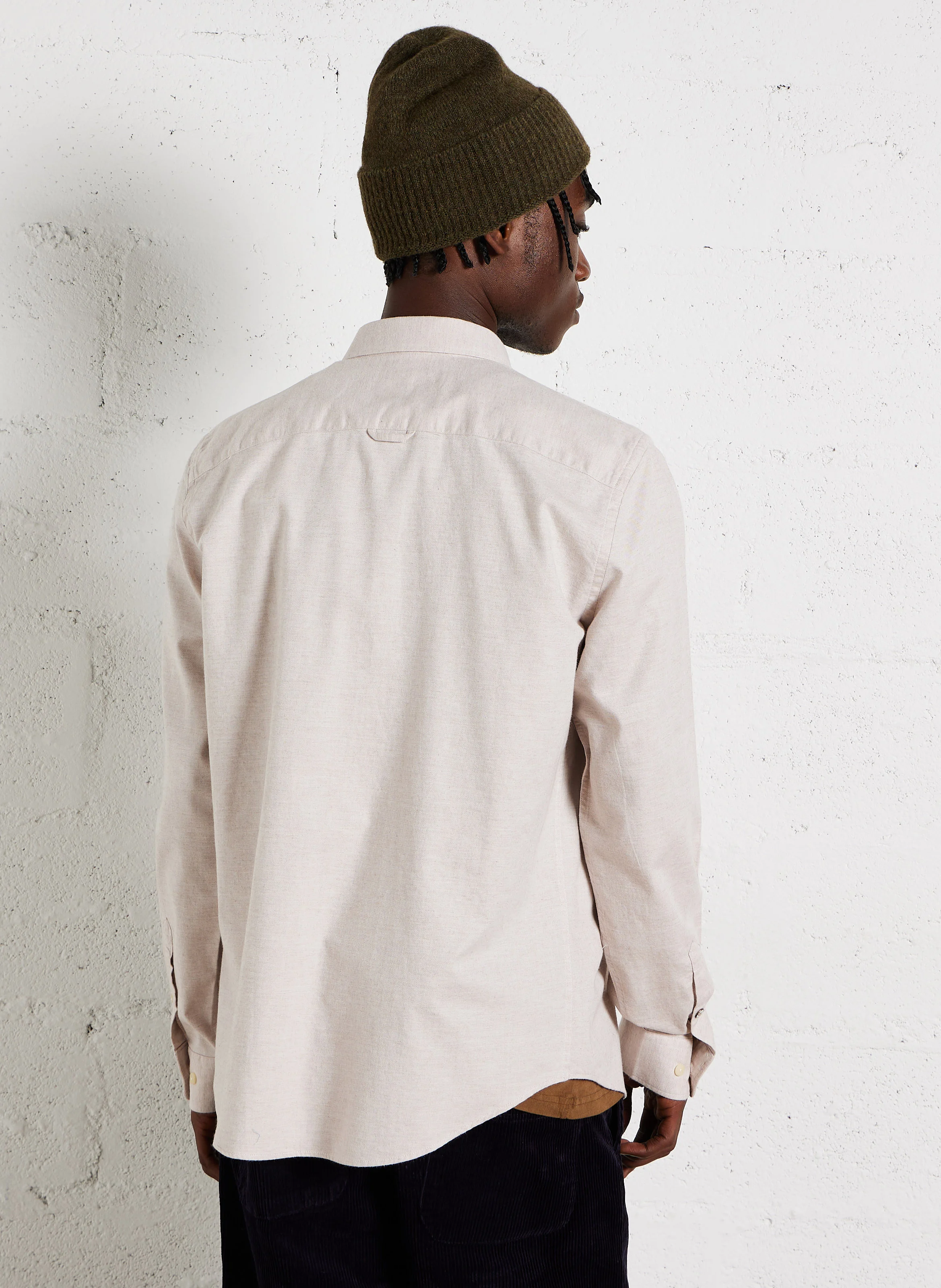 PARIS - Chemise droite col classique en coton mélangé| Beige