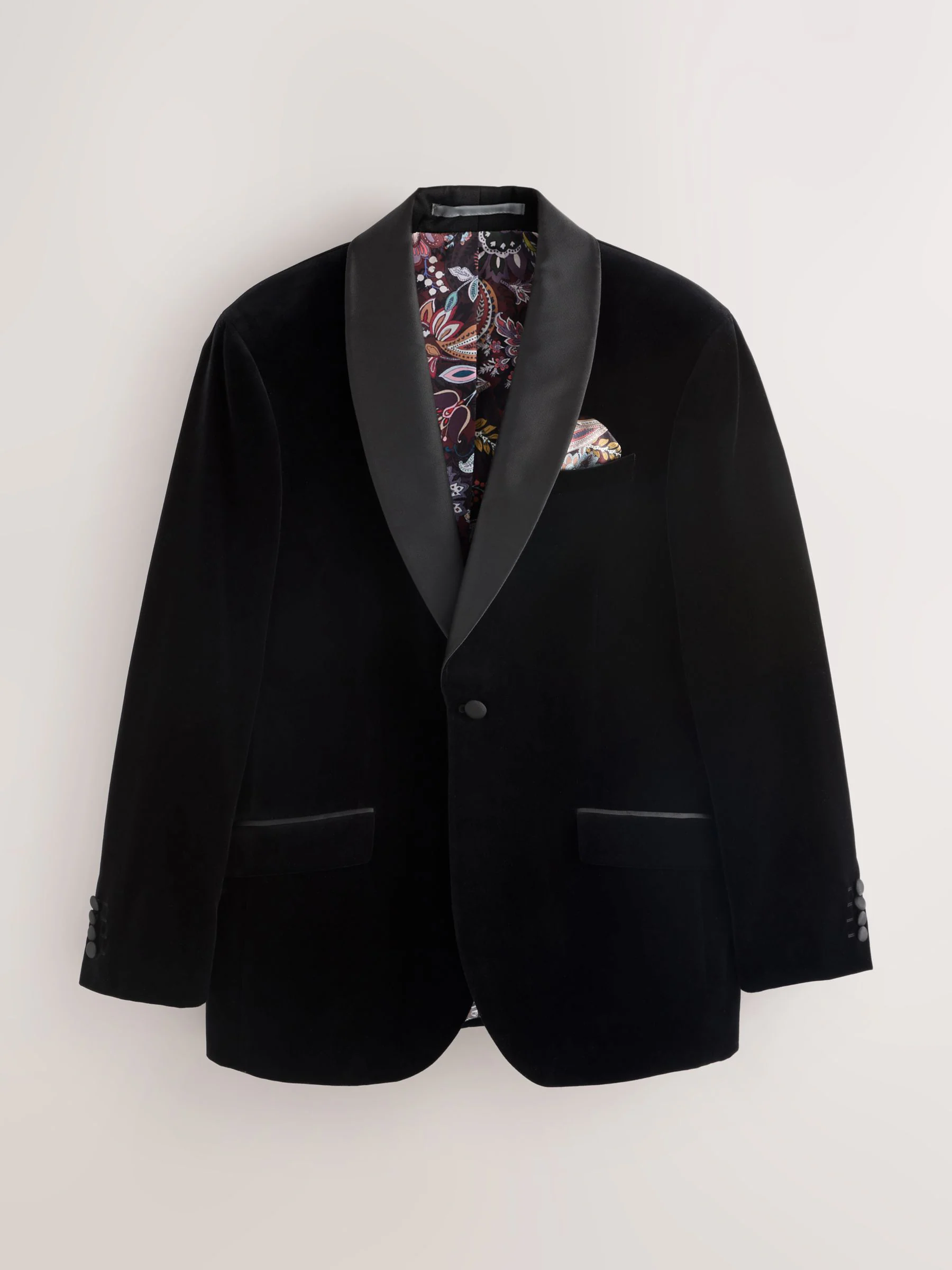 Zwart - Normale Pasvorm - Signature Pontoglio Italian Velvet Blazer With Shawl Lapel