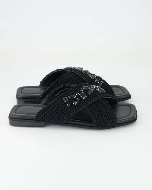 Inuikii Woven Crossed Stones Pantoletten in Schwarz