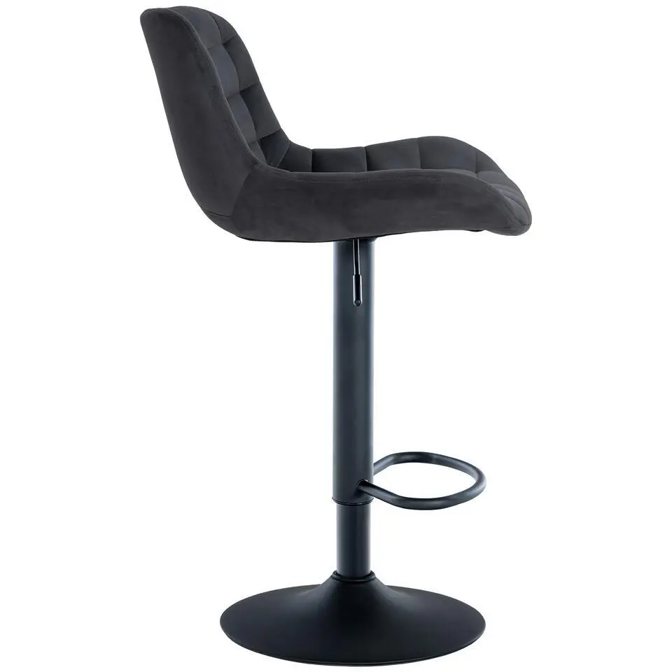 CLP Set van 2 Barkruk Tover zwart Frame - Fluweel - zwart