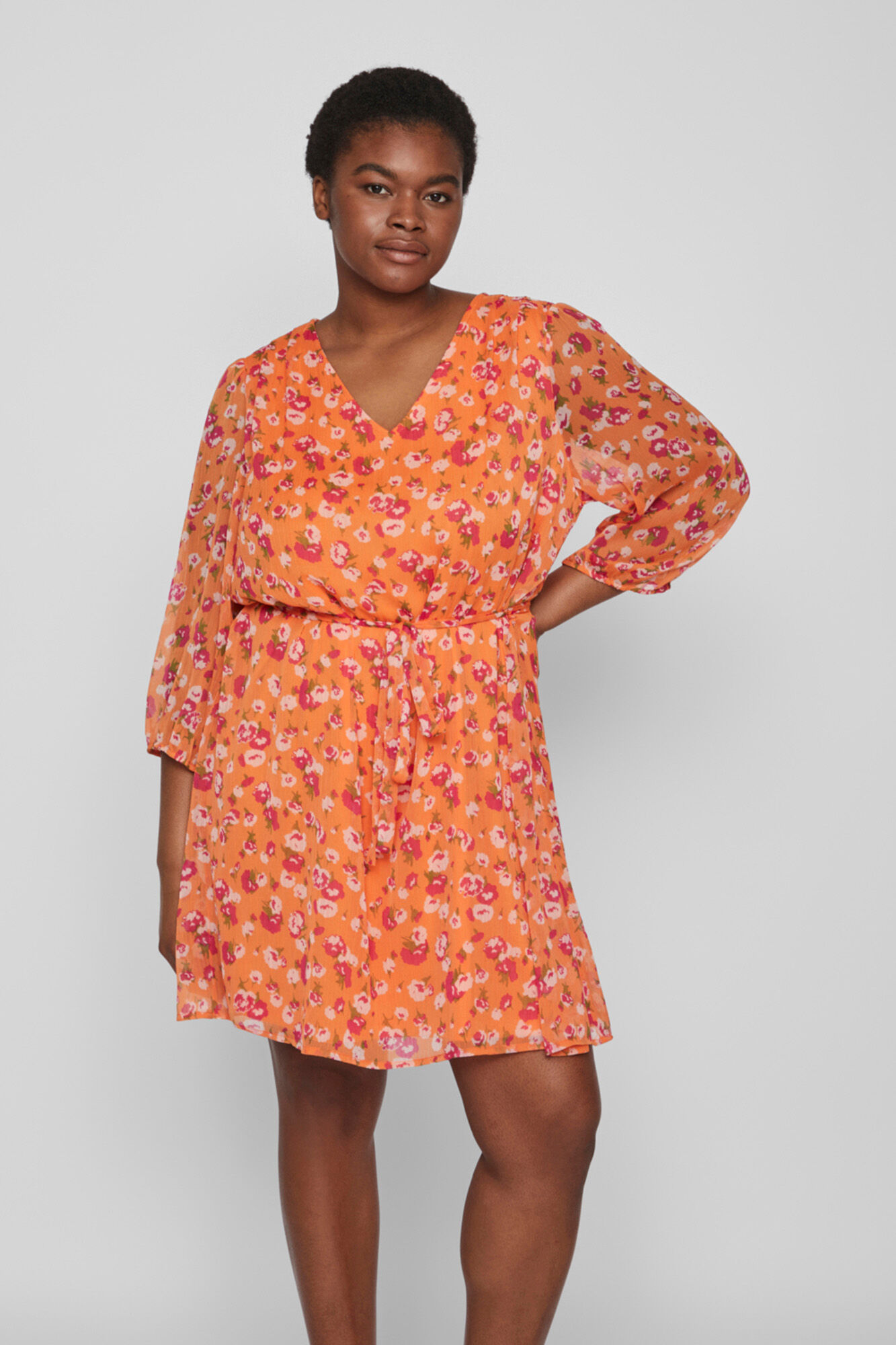 Vestido curto de chiffon Evoked by Vila - Rosa