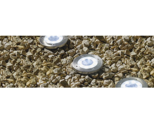 LED-grondspots op zonne-energie, roestvrij staal/kunststof, set van 4, zilver, met grondpen Ø115 mm, 600 mAh, 5 lm, 6000-6500 K, koel wit