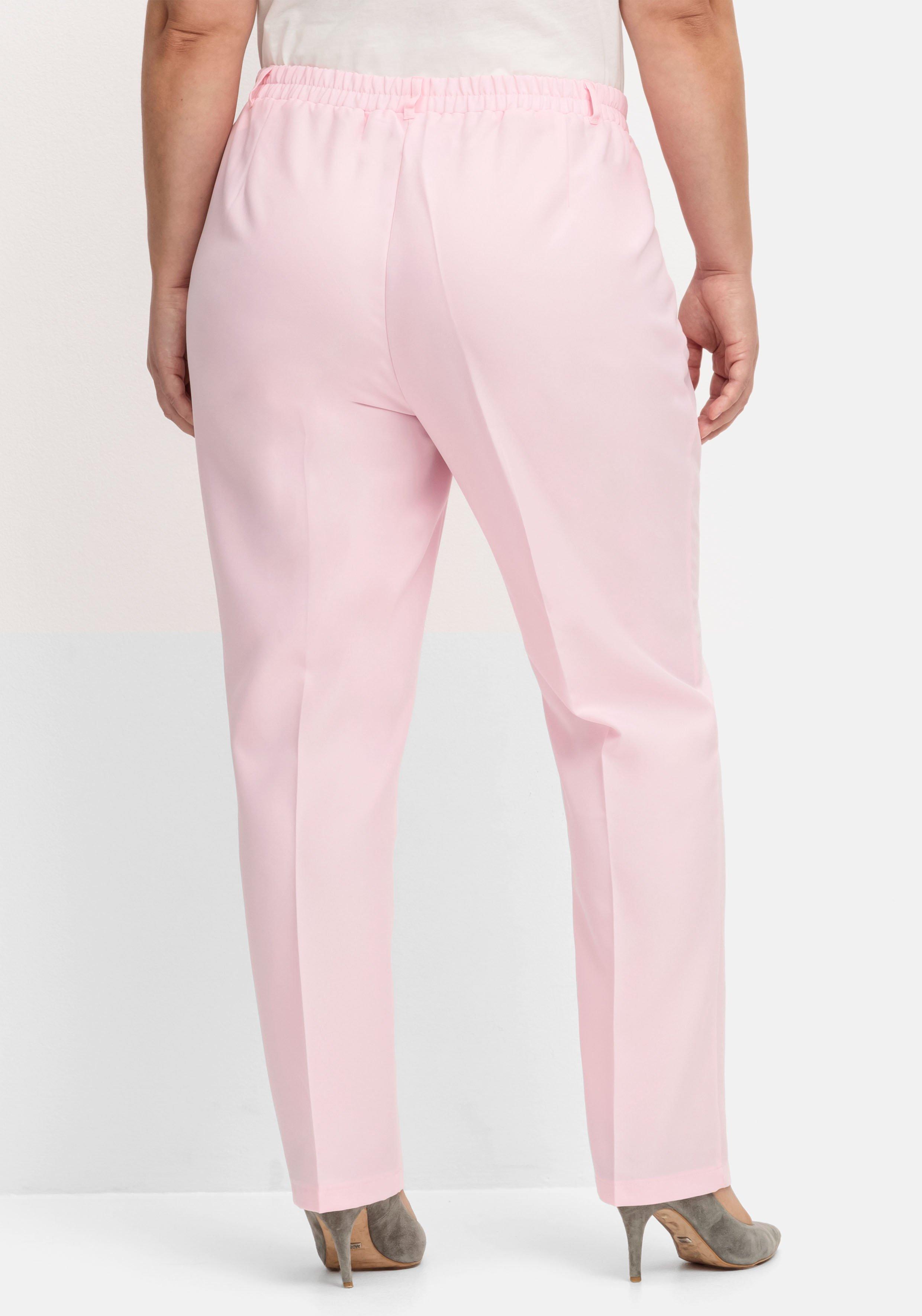 Gerade Hose mit Schlupfbund und Bügelfalten