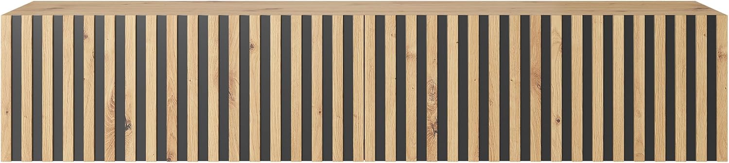 Selsey TV Schrank Board Sideboard Fernsehtisch Fernsehschrank 138,6 cm Hängend Artisan Eiche Schwarz Mit Lamellierter Front Telire