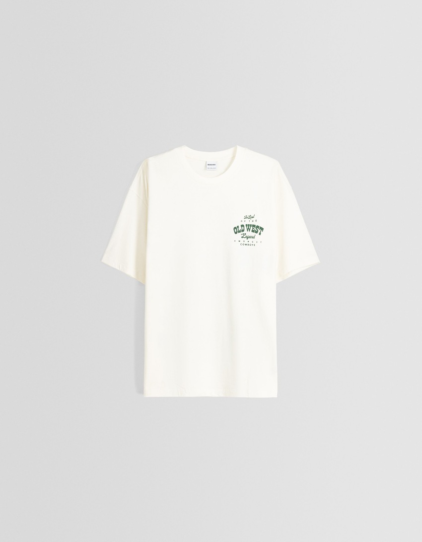 Camiseta de manga curta com estampa e modelagem quadrada
