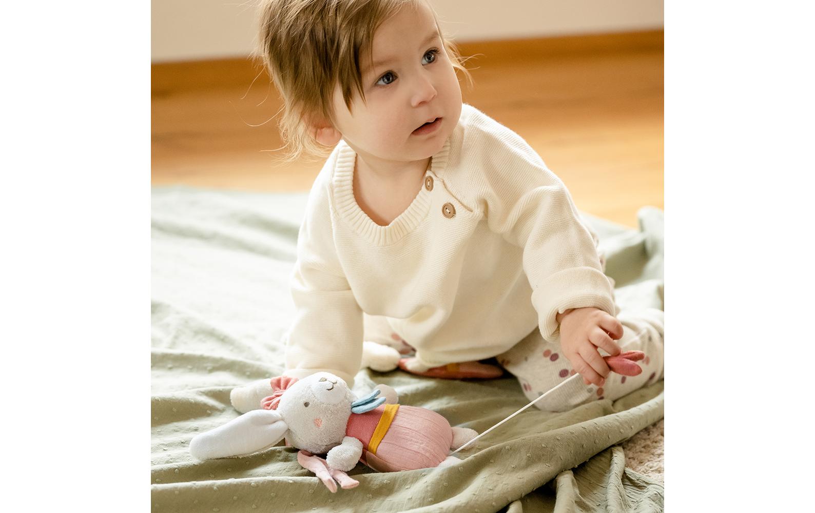Spieluhr Mini Natur HaseKuscheltier und Einschlafhilfe