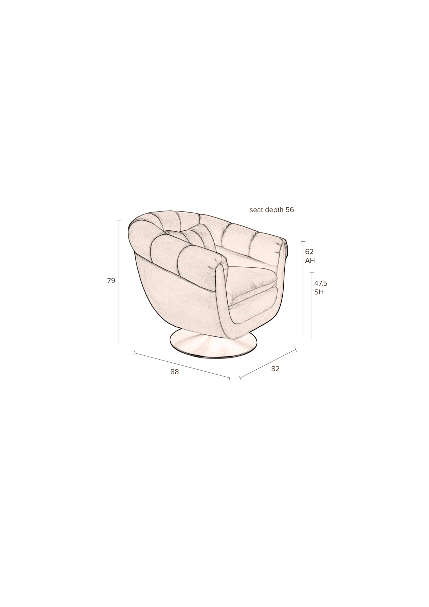 Dutchbone fauteuil Member Whiskey