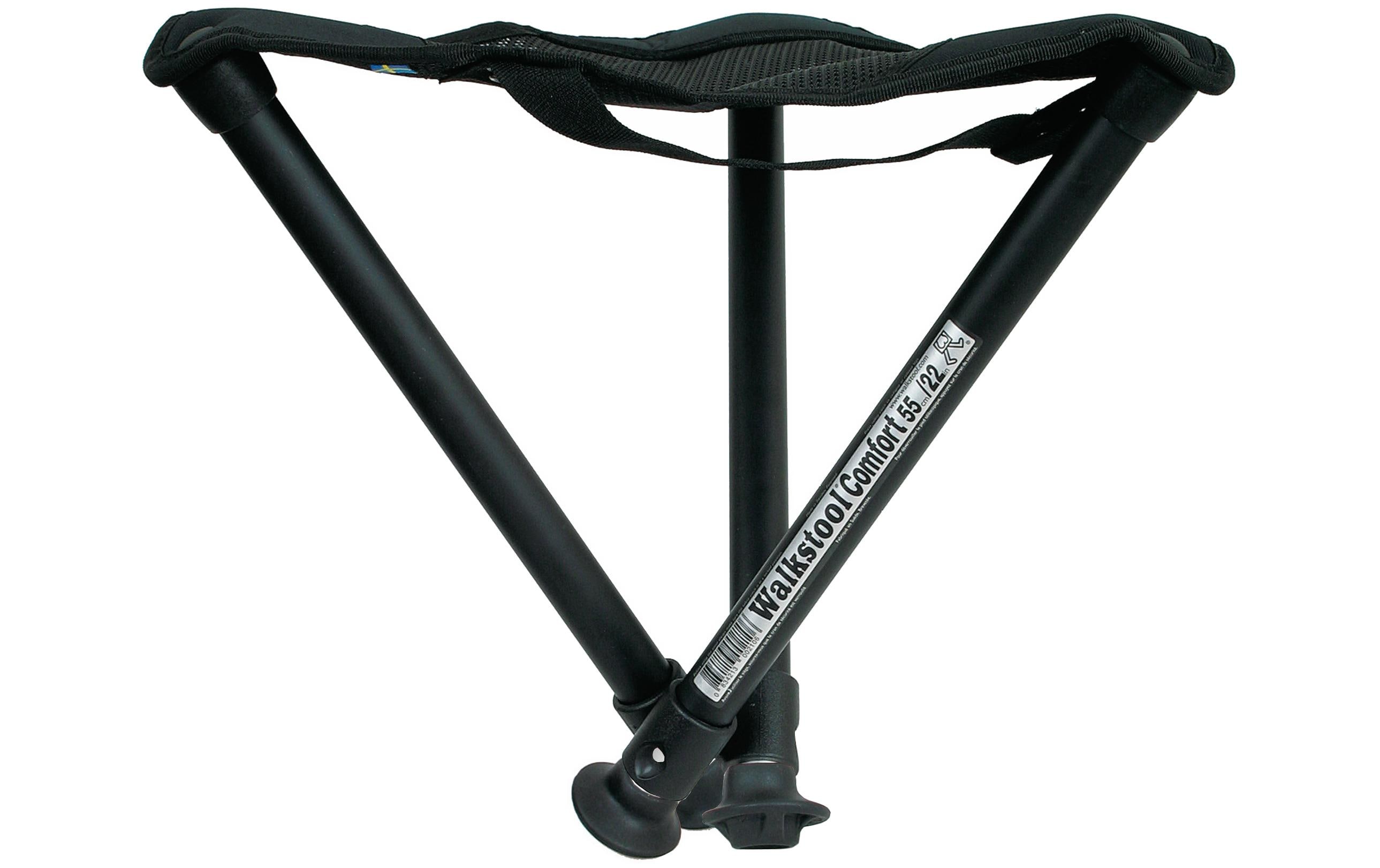 Dreibeinhocker Comfort 55 cm Schwarz/SilberKomfortabler Campinghocker