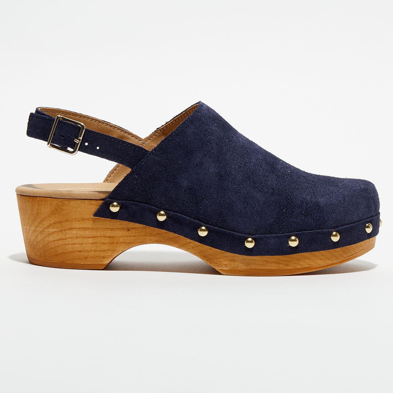 Apologie Studio Sabots en Velours de Cuir Nicole marine - Talon 5 cm