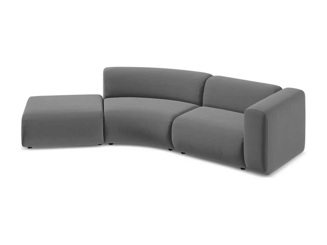 Canapé modulable 4 places gauche en velours - gris - EKAHI