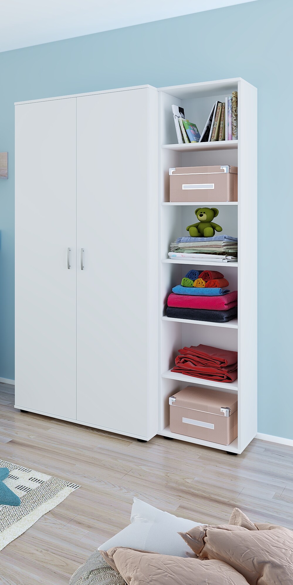 nonjoo. Babyzimmer Lunis hohes Regal mit 6 Fächern