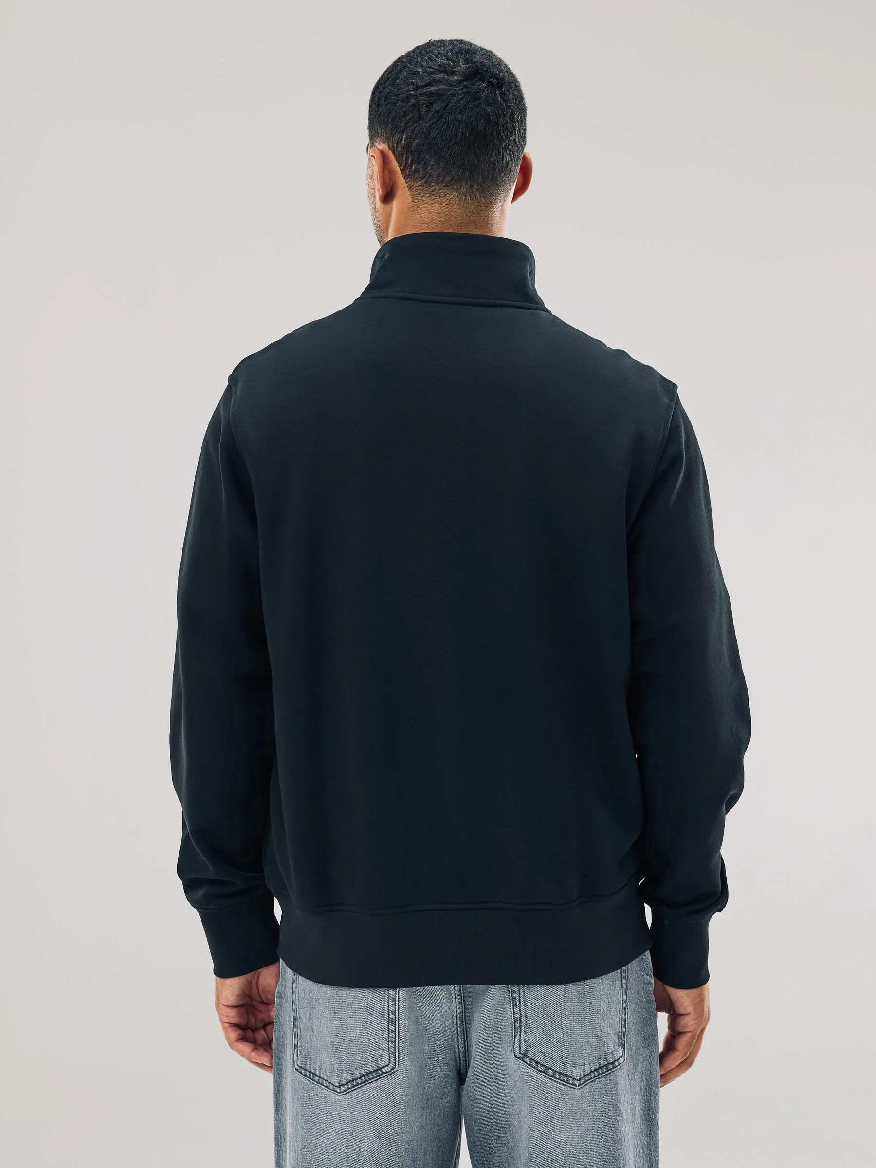 Zwart - Kwartrits - Sweatshirt van jersey met hoog katoengehalte