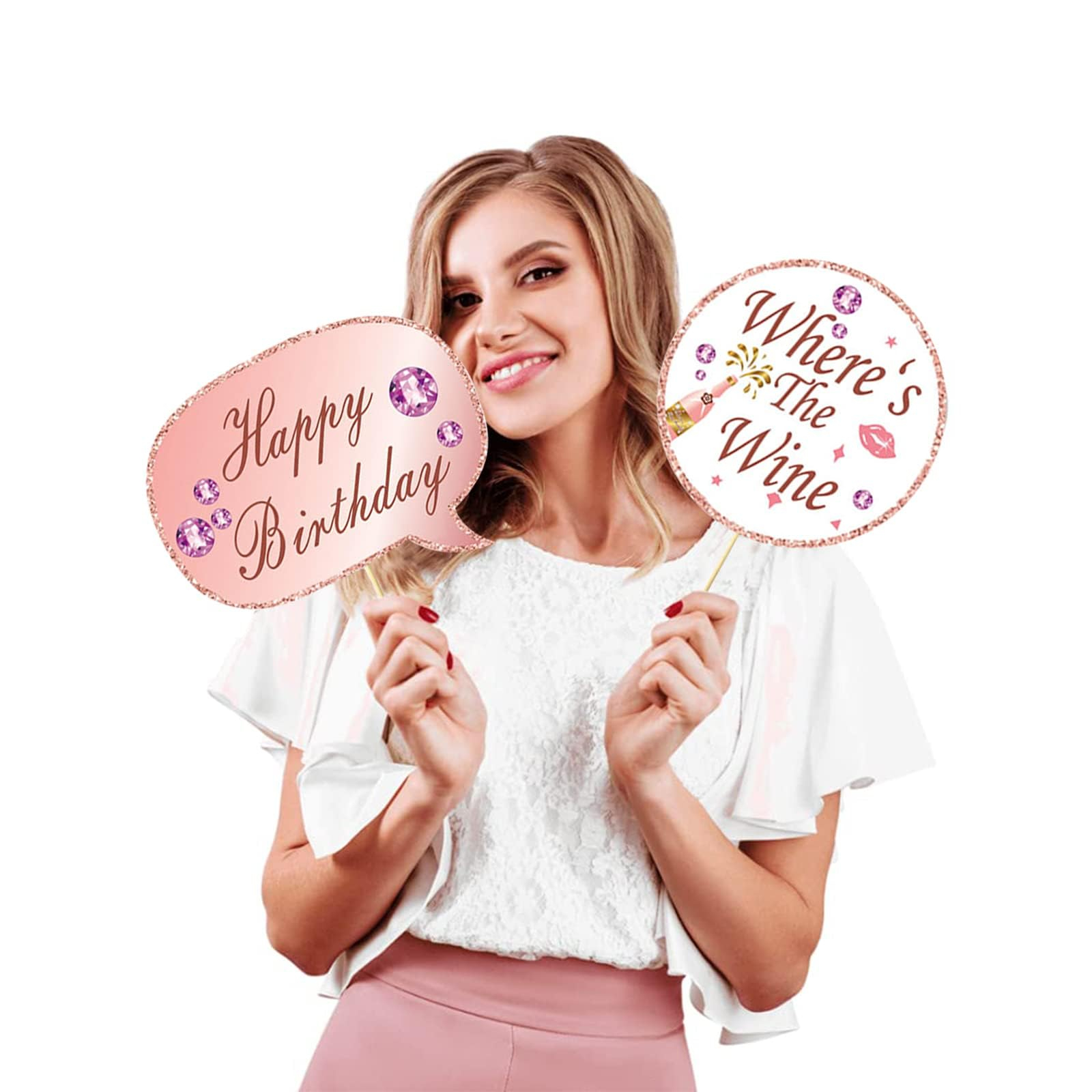 (33er Set) Glitzer Photo Booth Fotorequisiten Happy Birthday Party Foto Accessoires Dekorationen für lustige Bilder - Geburtstag