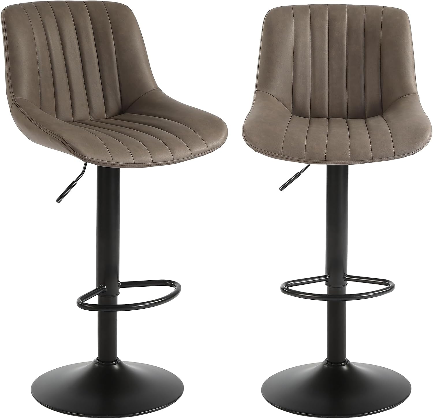 Youhauchair Barhocker 2er Set, Drehbare Barhocker mit Lehne, Höhenverstellbar aus PU-Leder, Moderner Barstuhl Küchenhocker Bar Hocker Bar Stool, Braun
