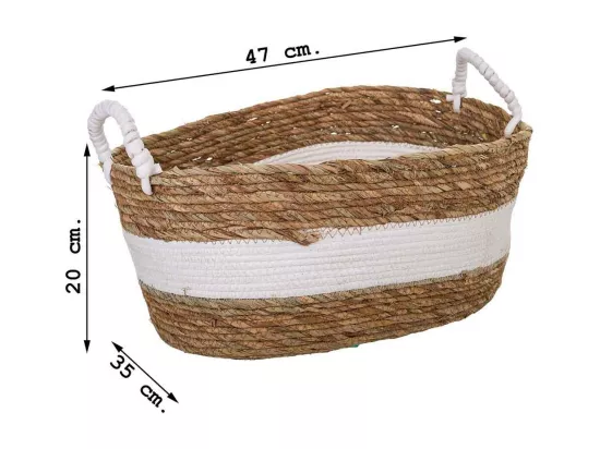 Panier en fibre naturelle marron 47x35x20h