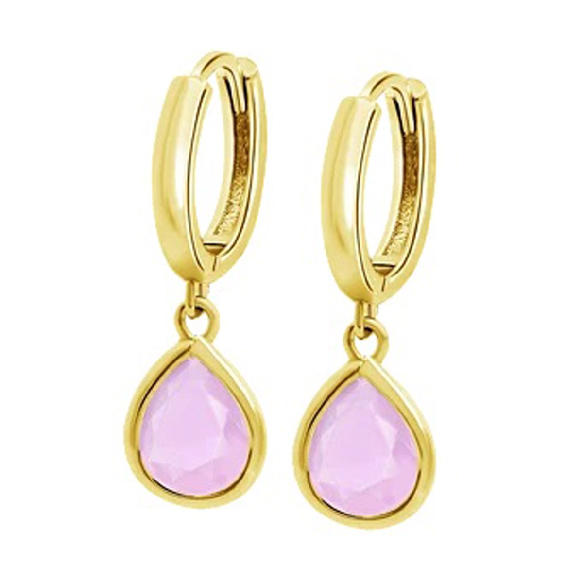 Boucles d'oreilles Créole Lotus Silver Solitairegoutte rose et doré