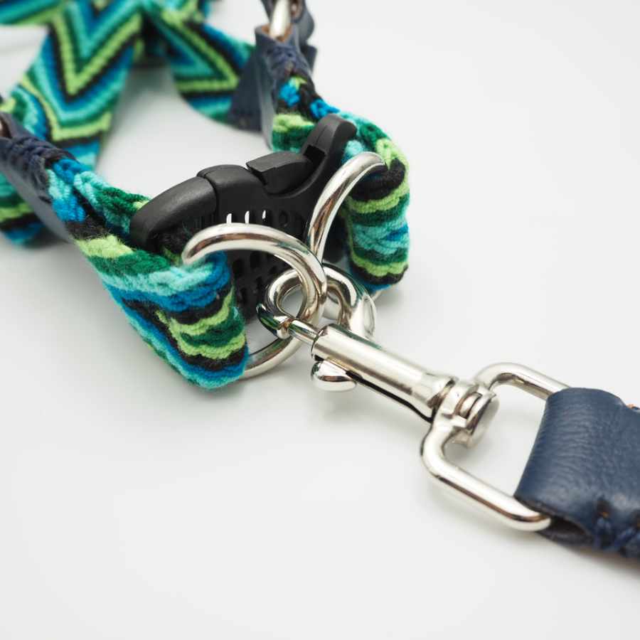 Coleira Leo&Indi Wayuu Guajira com guia