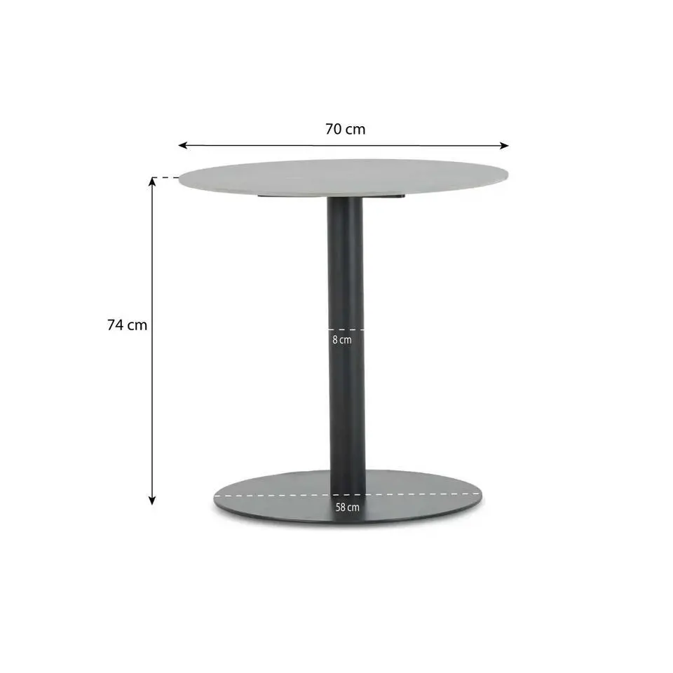 Bistroset 2 personen 70 cm Aluminium/wicker Grijs Garden Collections