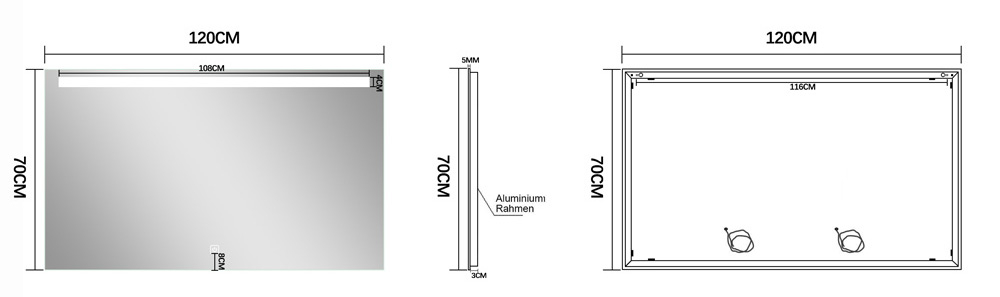 Fontana Rovigo badmeubel 120cm wit mat met witte wastafel met kraangaten en spiegel met verlichting