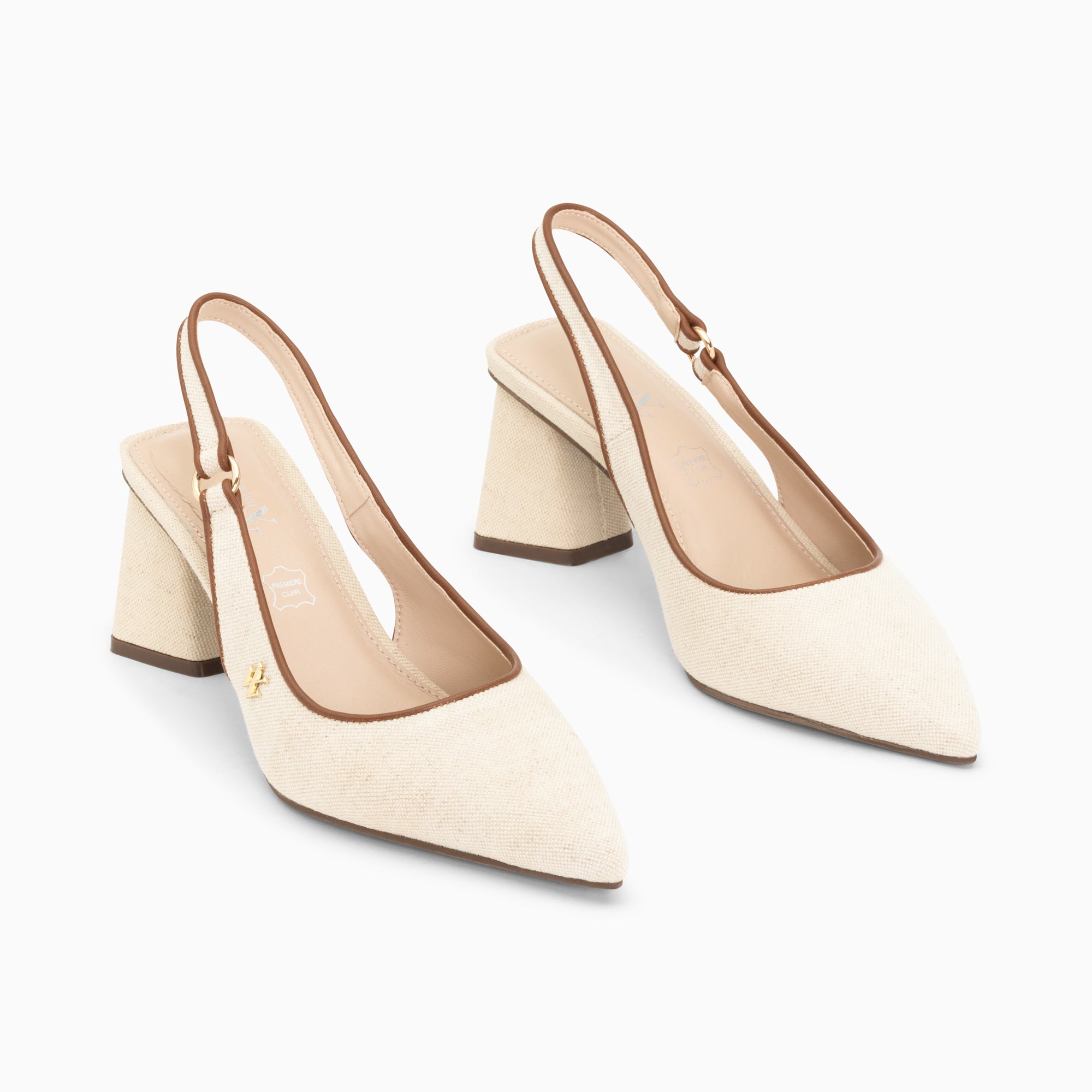Escarpins-Escarpins slingback Lara beiges à bout pointu