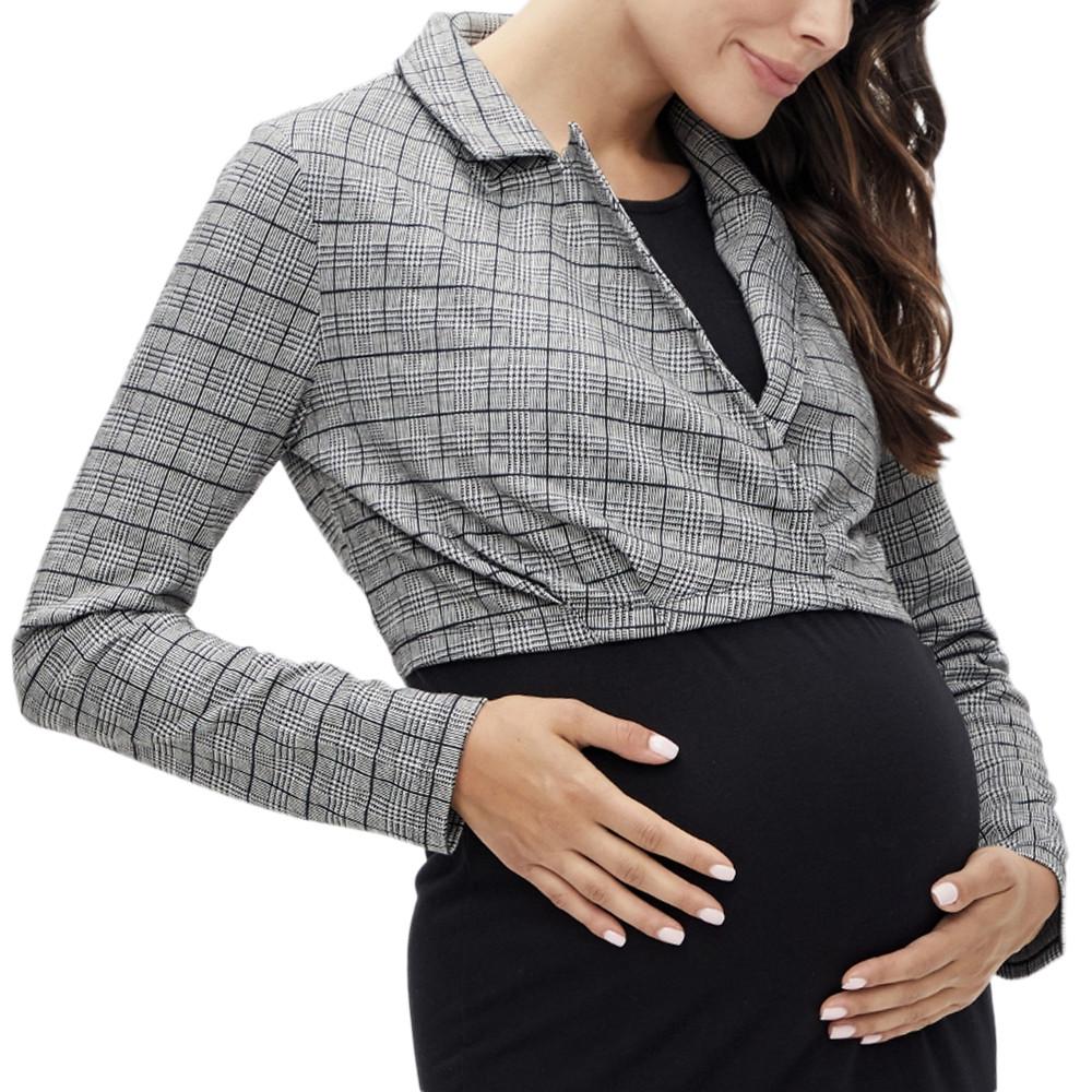 Mamalicious Blazer de Grossesse Gris/Noir Femme Mamalicious Noelli