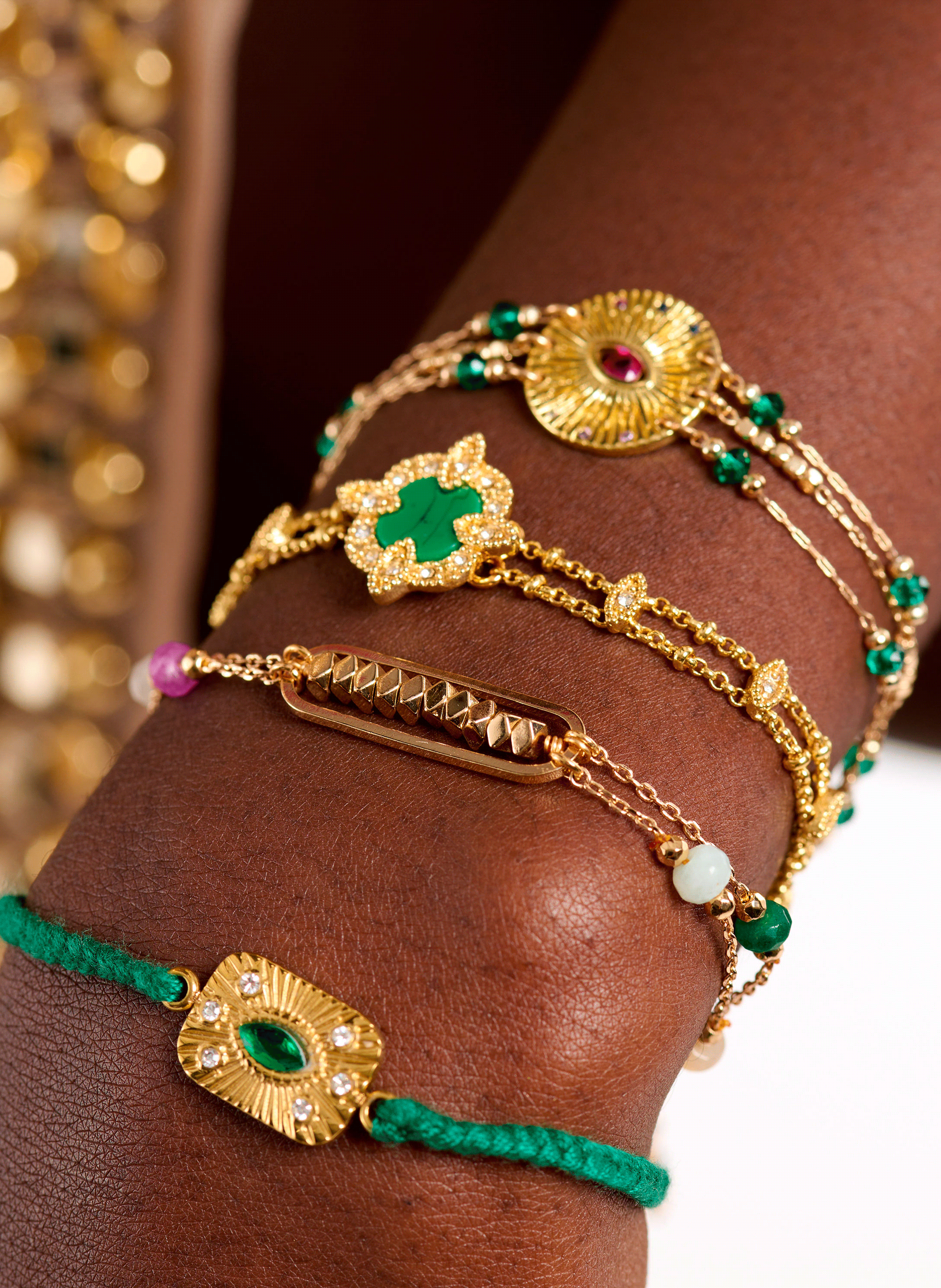 MARENGO - Bracelet bracelet chaîne et perles en laiton | Doré