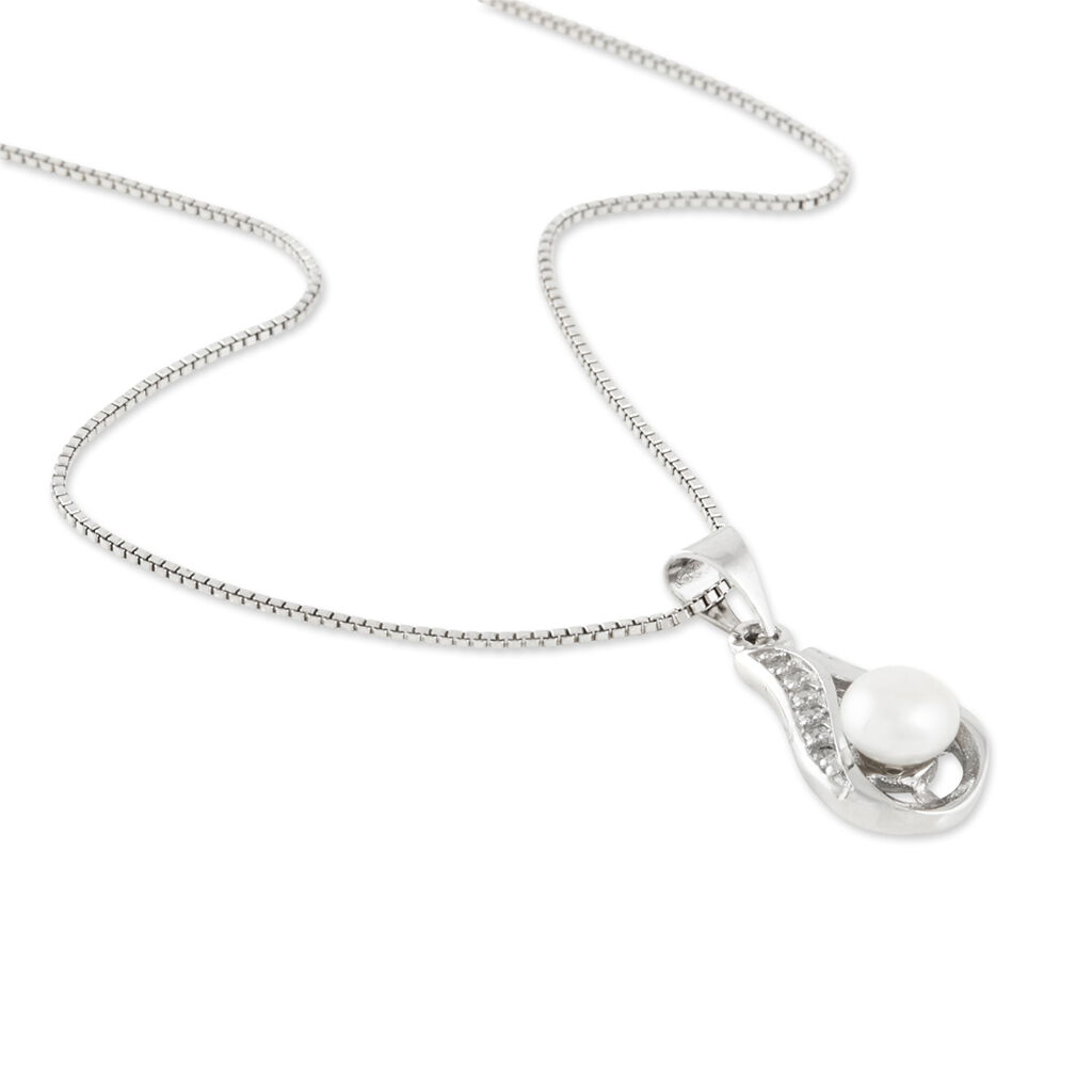 Collier Marie-magdeleine Argent Perle D'imitation Et Oxyde