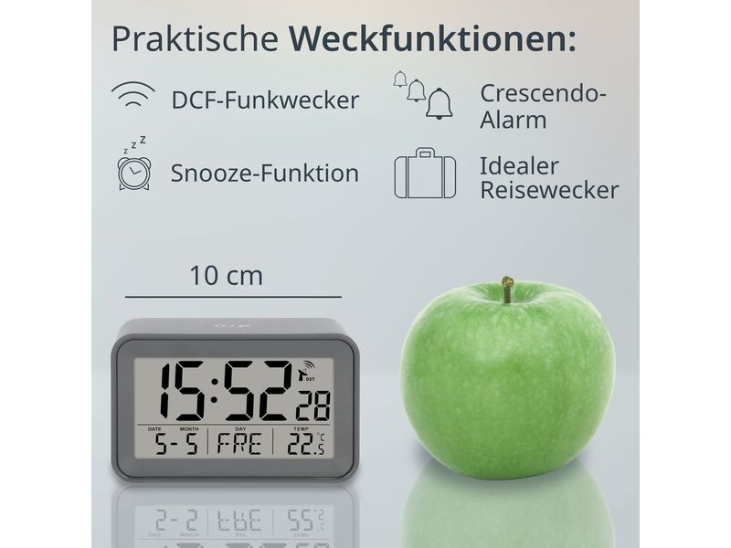 ADE Funkwecker mit Kalender Wecker mit digitaler Anzeige