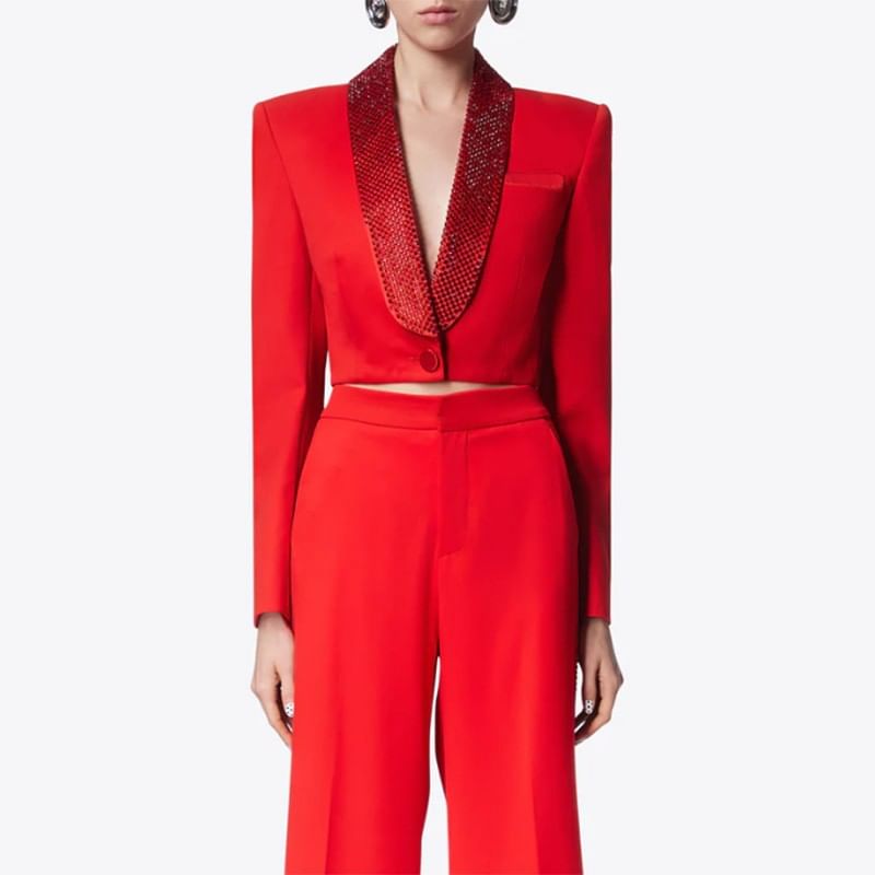 Moxub - Blazer met één knoop en strass steentjes