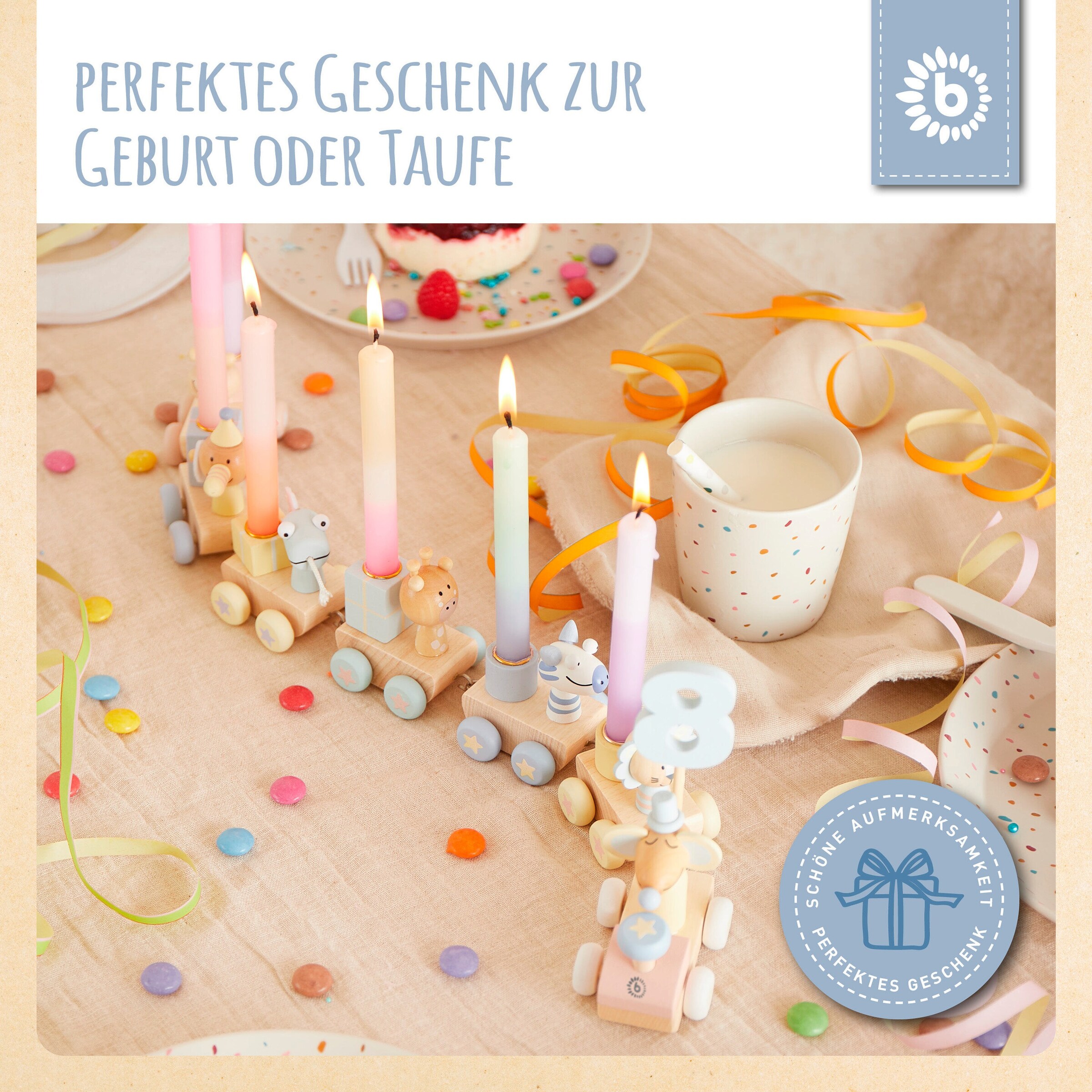Bieco Geburtstagszug Holz Scandi-Chic Candy 0-99 Jahre Candy