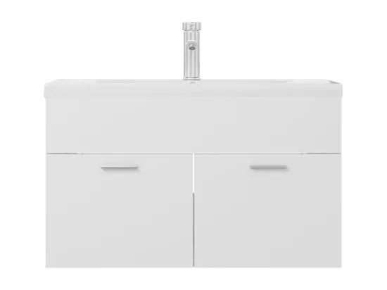 Armoire d'évier avec lavabo intégré Blanc Aggloméré