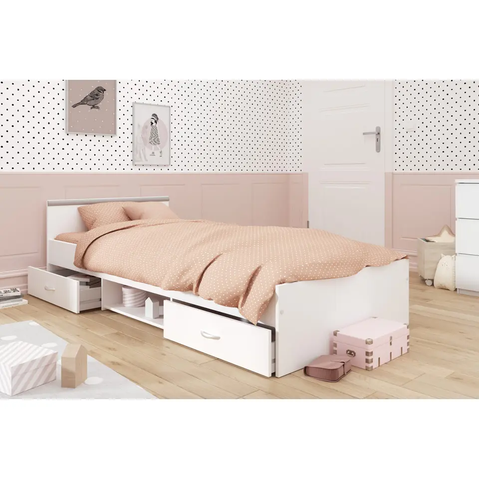 Bed Natan incl. lades - wit - 90x200 cm