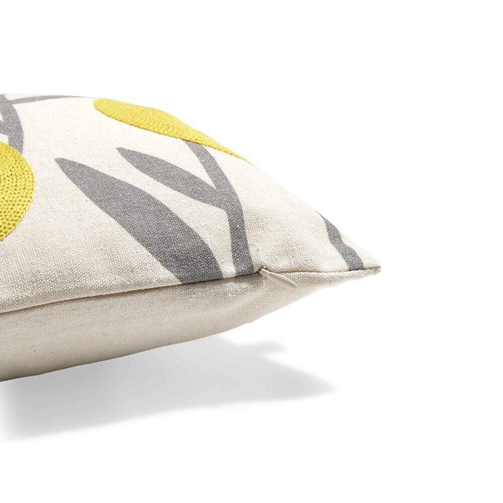 Housse de coussin imprimé floral jaune avec broderie 30x50cm