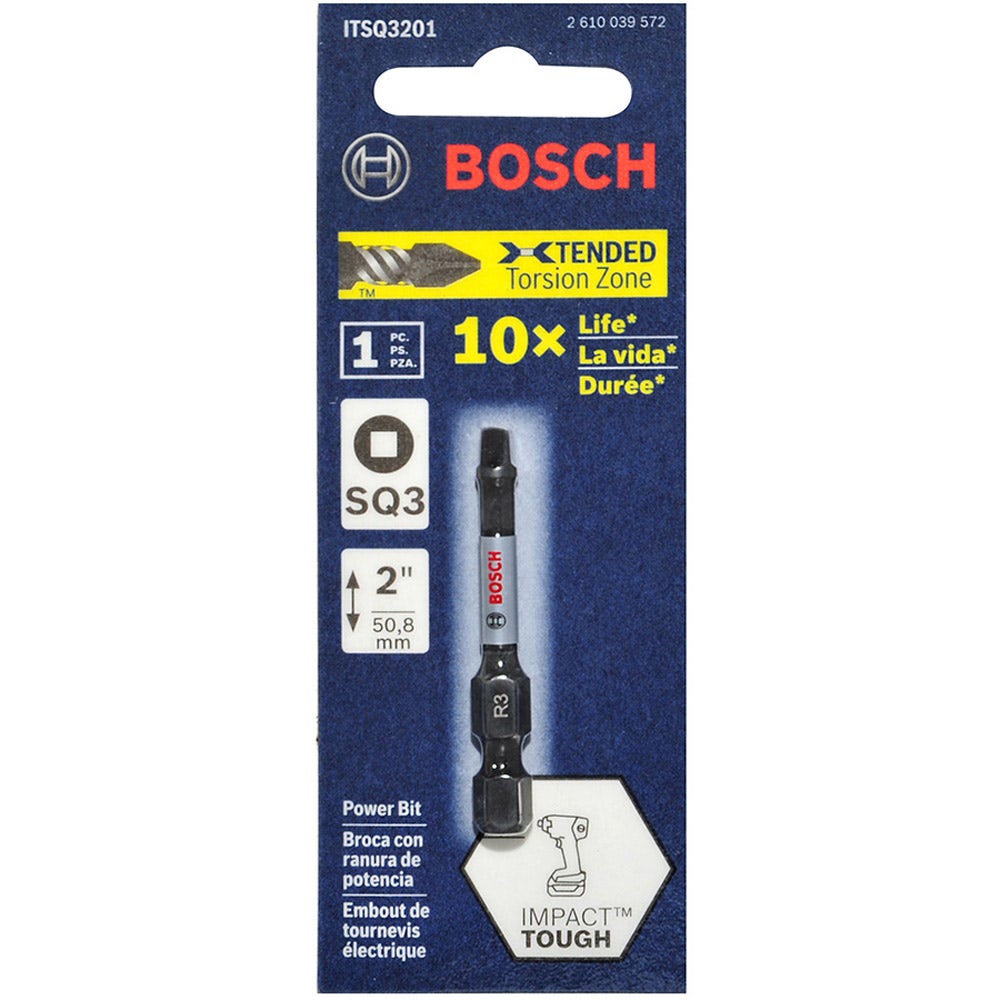 BOSCH R3 x 50mm Robertson/Square Power Screwdriver Bit - IMPACT TOUGH