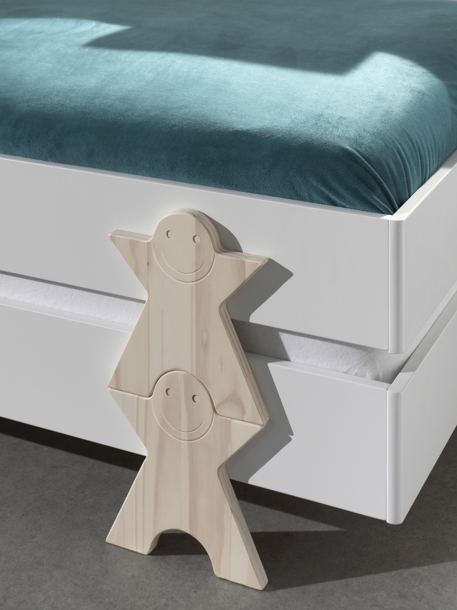 2-teiliges Stapelbett-Set MODULO - weiß - Smiley - 90x200 cm