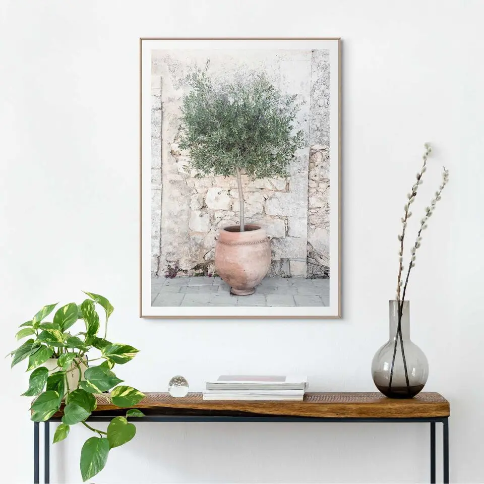 Schilderij Olijfboom - 70x50cm - Groen