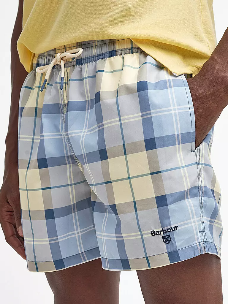 BARBOUR Badeshorts TARTAN STAPLE hellblau
