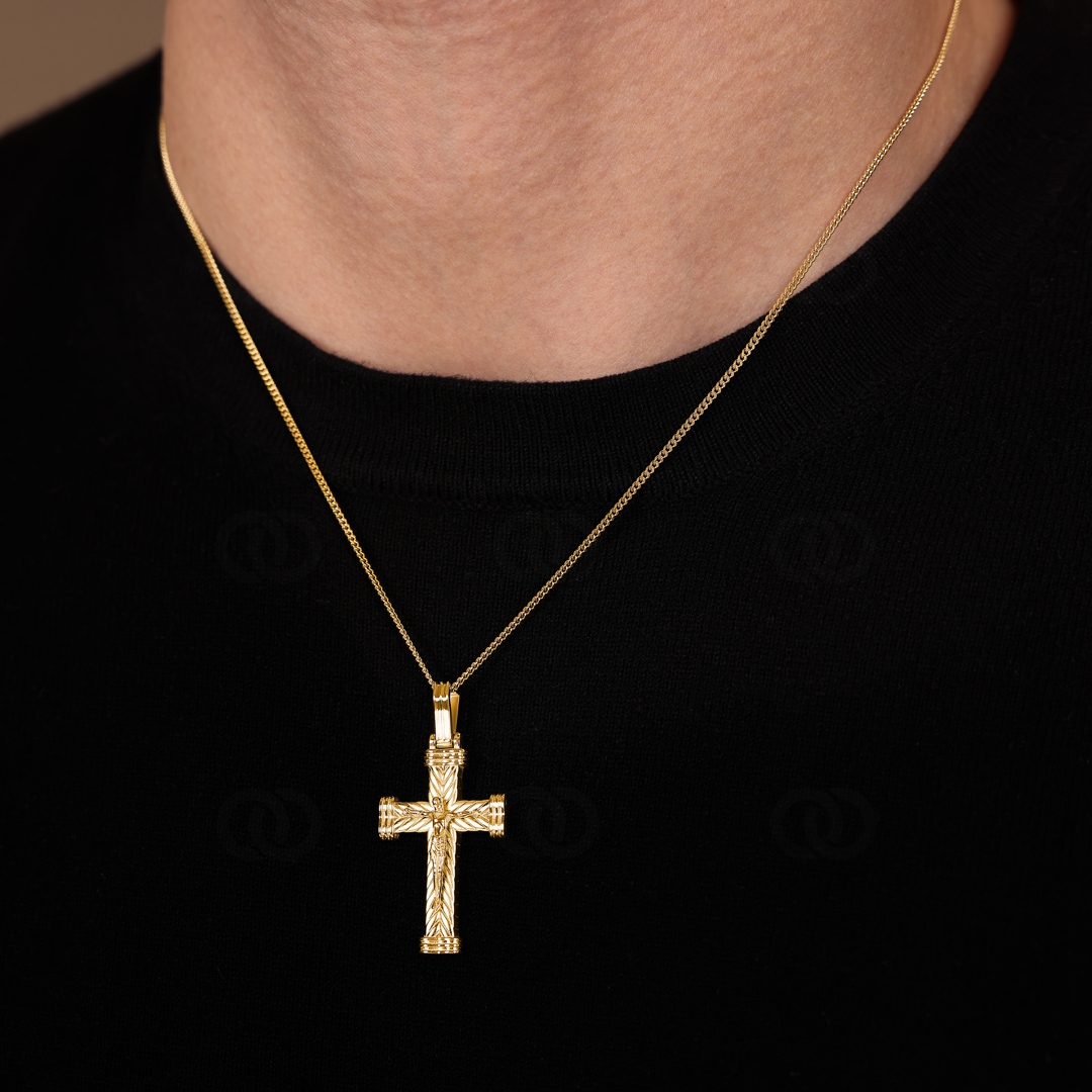 Anhänger 750/18 K Gelbgold Kreuz mit Jesus 39 x 19mm