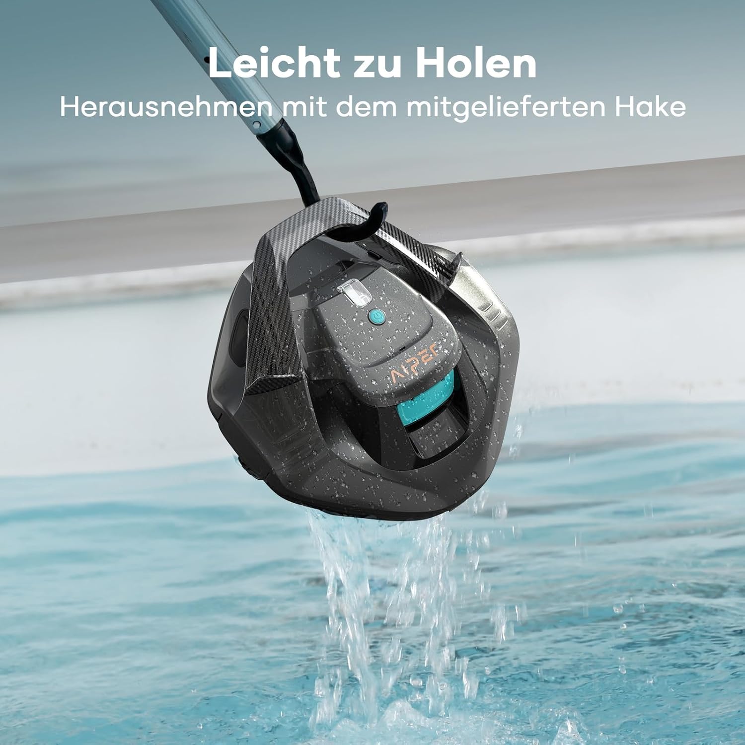 AIPER Poolroboter, Kabellos Poolsauger Akku, Bodensauger mit 90 Min Laufzeit, Automatisches Parken, Dual-Antriebsmotoren & LED-Anzeigen, Ideal für Flachem Boden Pool bis zu 80 m²