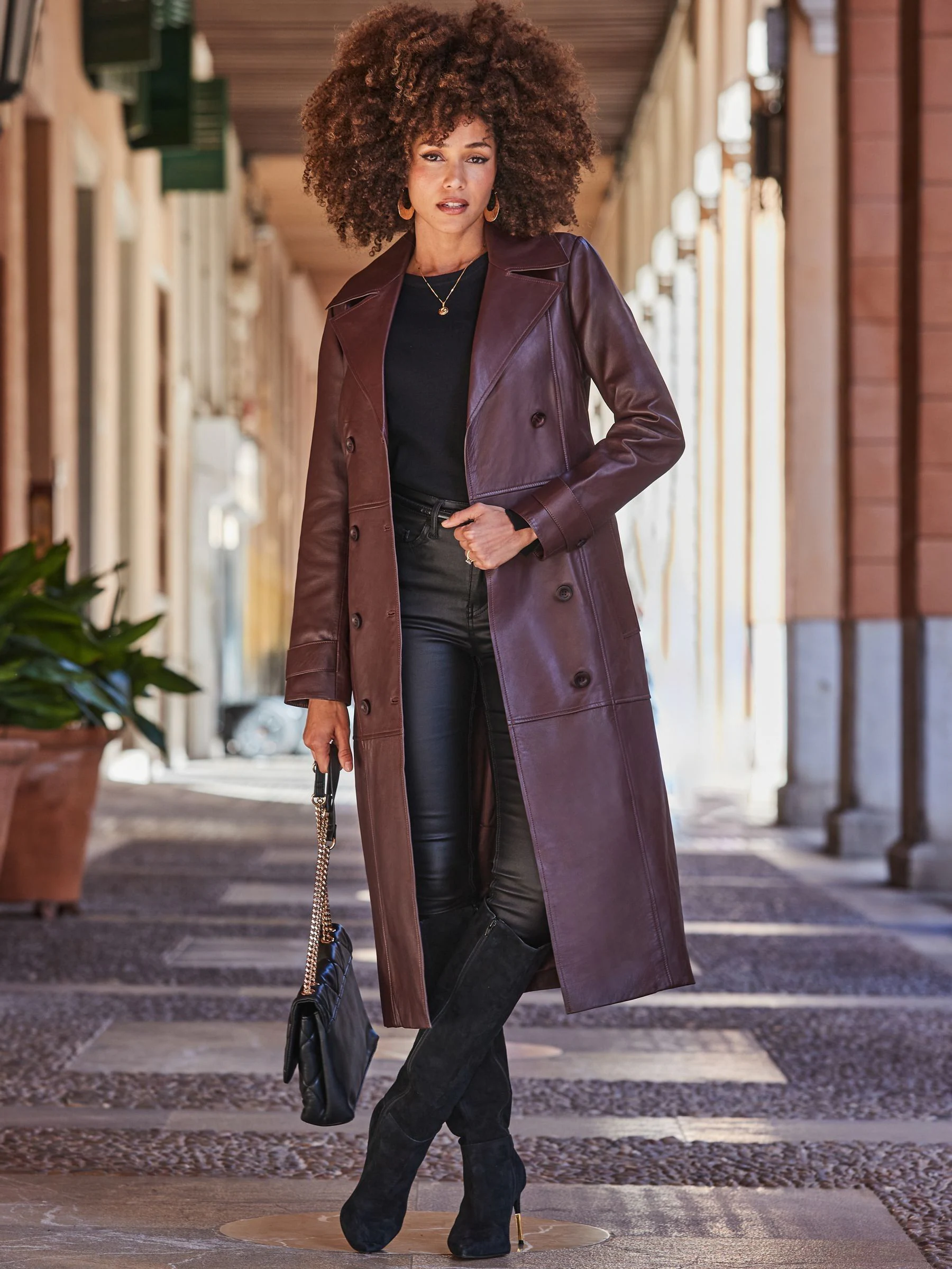 Rood - Sosandar premium trenchcoat van leer