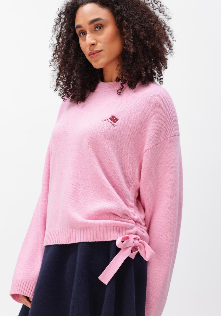 roze ganni truien/vesten future wool knit crewneck