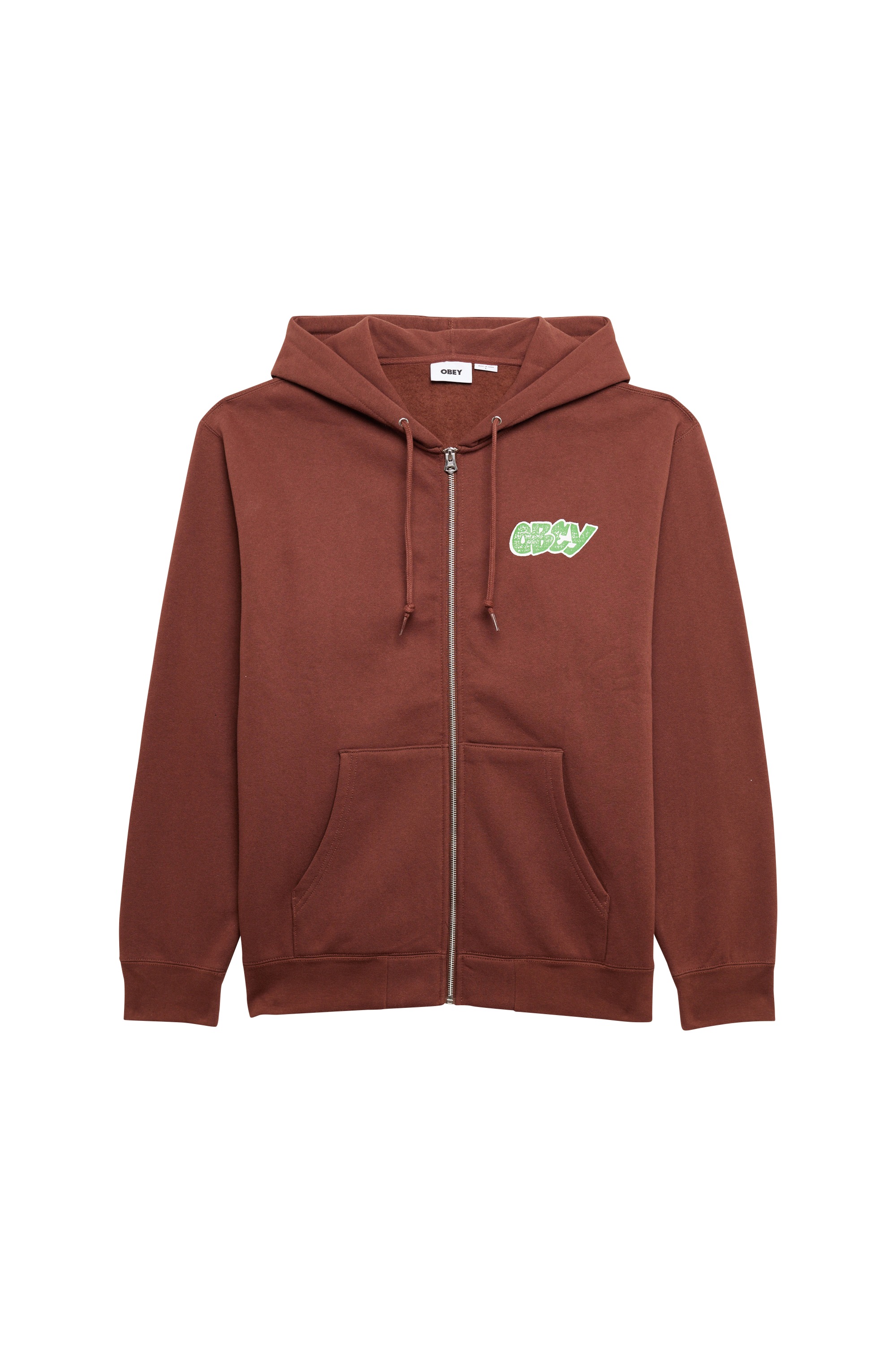 OBEY Sweatshirt zippé CITY WATCH DOG Z Marron