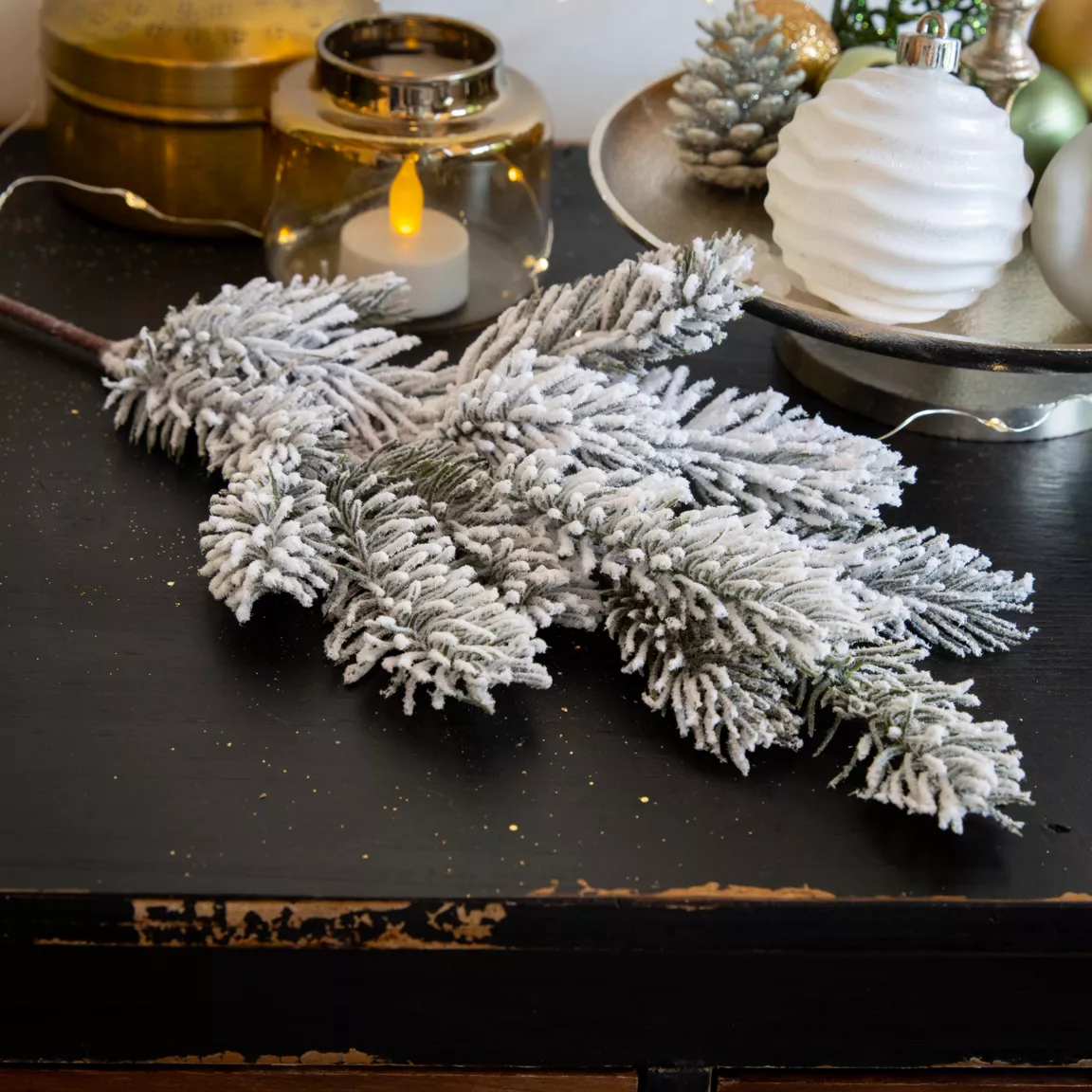 Branche de sapin (35 cm) Santa Vert enneigé