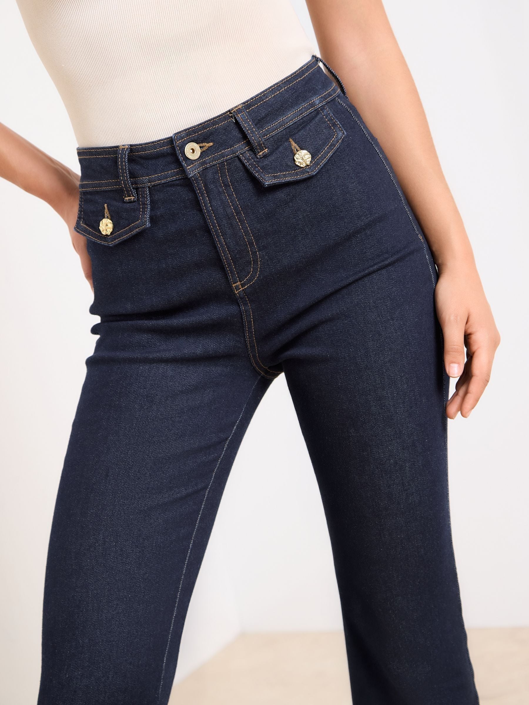 Donkerblauwe wassing - Lipsy Glam jeans met wijde pijpen